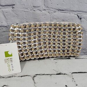 Escama Studio Upcycled Soda Pop Pull Tab Zip Up Clutch Bag Pouch Khaki Urban NWT